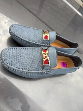 Dolce Vesta GRAY PERFORATED DESIGNER BIT DRIVER LOAFER 10.5